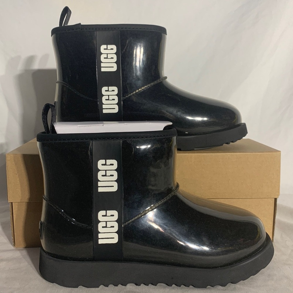 Ugg Classic Clear Mini Transparent Boots Black Clear New With Box Womans 5.5